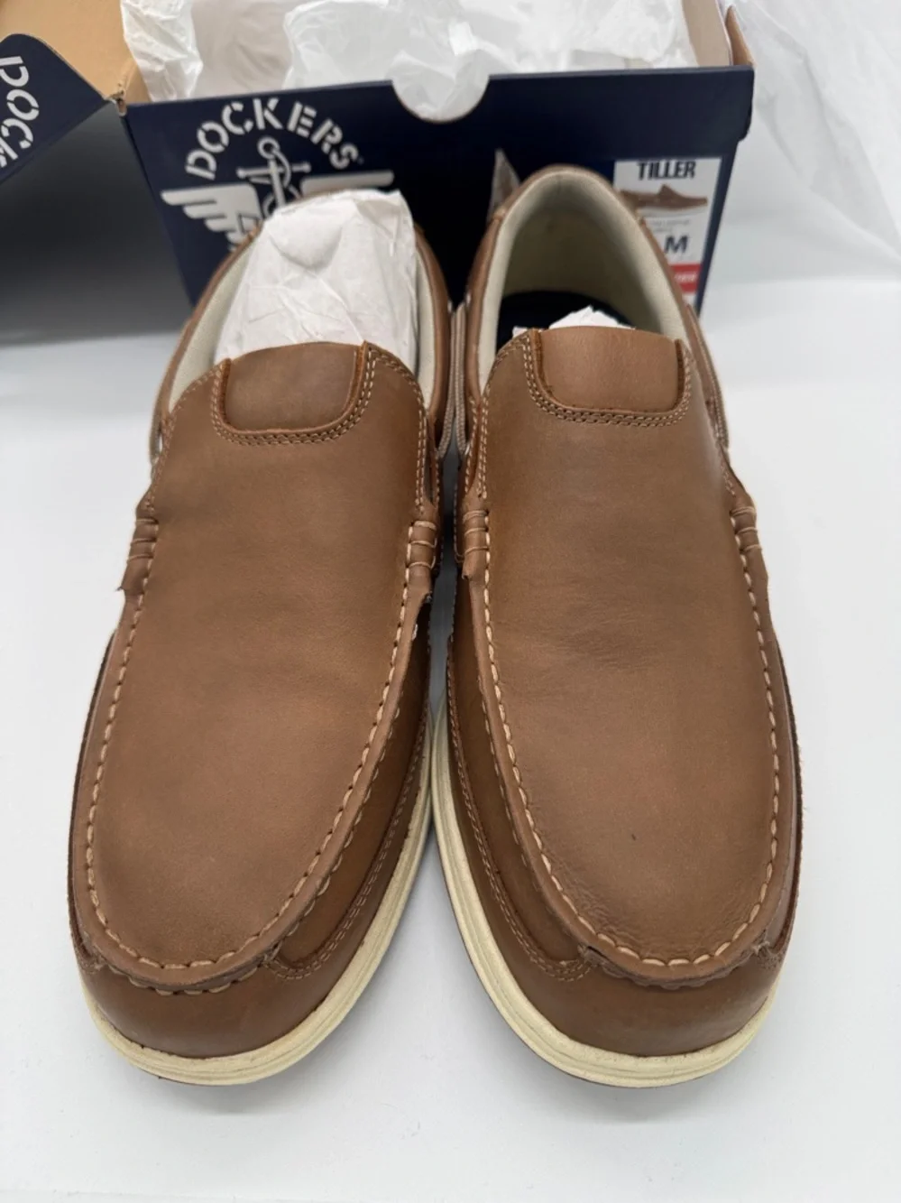 Dockers Men's Tiller Boat Shoes in Dark Tan